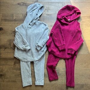 EUC SHEIN toddler girls cozy Ribbed Knit Hoodie bundle size 3-4 T